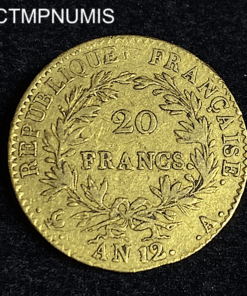 ,MONNAIE,CONSULAT,20,FRANCS,OR,BONAPARTE,AN,12,