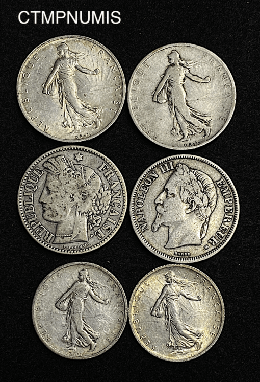 ,MONNAIE,FRANCS,ARGENT,1,2,FRANCS,SEMEUSE,CERES,LOT,