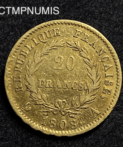 ,MONNAIE,20,FRANCS,OR,NAPOLEON,1808,