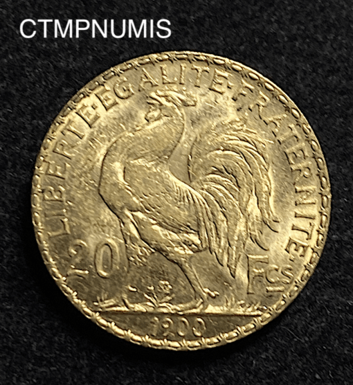 ,MONNAIE,20,FRANCS,OR,COQ,1900,