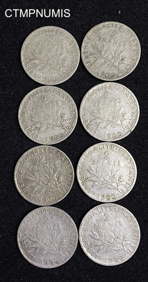 ,MONNAIE,2,FRANCS,ARGENT,SEMEUSE,1900,