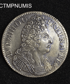 ,MONNAIE,LOUIS,XIV,ECU,AUX,3,COURONNES,1709,V,TROYES,