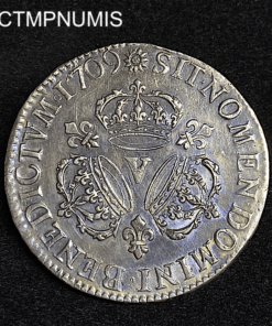 ,MONNAIE,LOUIS,XIV,ECU,AUX,3,COURONNES,1709,V,TROYES,