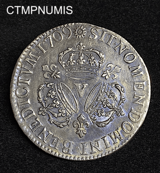 ,MONNAIE,LOUIS,XIV,ECU,AUX,3,COURONNES,1709,V,TROYES,