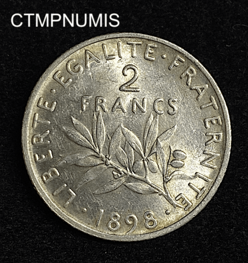 ,MONNAIE,2,FRANCS,ARGENT,SEMEUSE,1898,SUP,