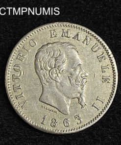 ,MONNAIE,ITALIE,1,LIRE,ARGENT,1863,M,MILAN,