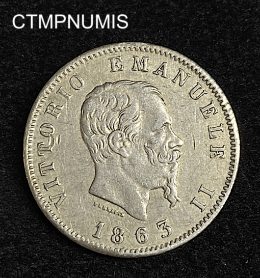 ,MONNAIE,ITALIE,1,LIRE,ARGENT,1863,M,MILAN,