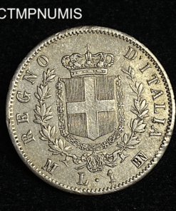 ,MONNAIE,ITALIE,1,LIRE,ARGENT,1863,M,MILAN,