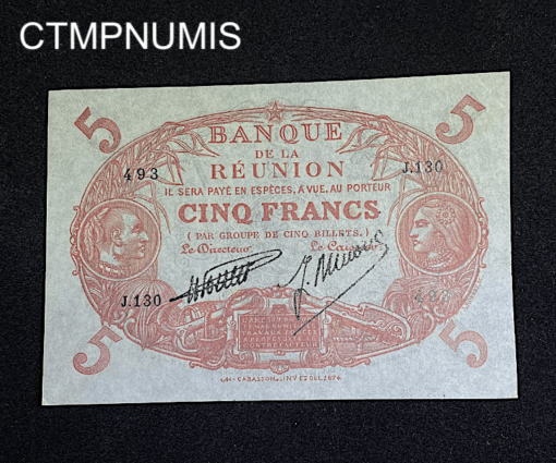 ,BILLET,BANQUE,REUNION,1938,5,FRANCS,