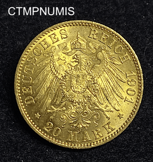 ,MONNAIE,PRUSSE,20,MARK,OR,1901,