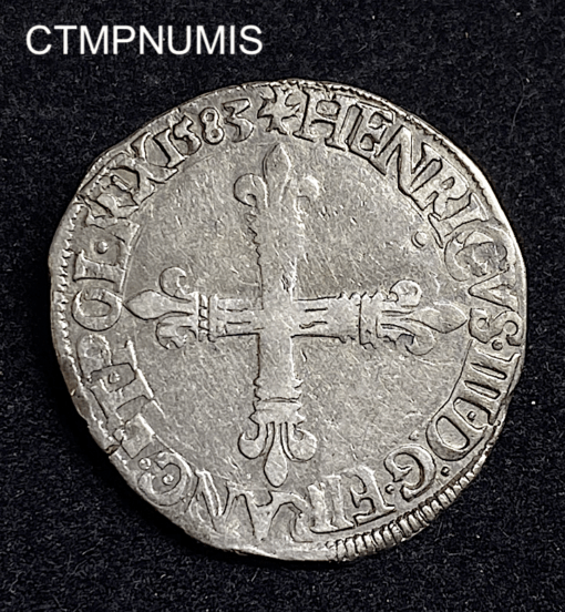 ,MONNAIE,ROYALE,1/4,ECU,HENRI,III,1583,T,NANTES,