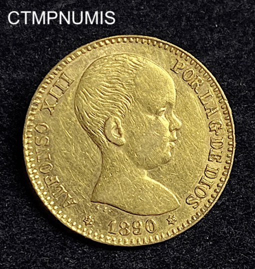 ,MONNAIE,ESPAGNE,20,PESETAS,OR,1890,