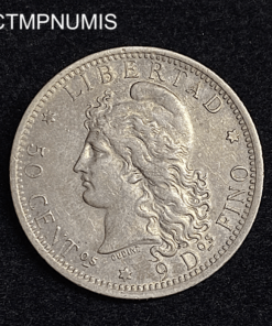 ,MONNAIE,ARGENTINE,50,CENTAVOS,ARGENT,1882,