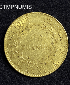 ,MONNAIE,40,FRANCS,OR,BONAPARTE,CONSUL,AN,XI,