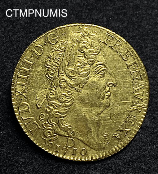 ,MONNAIE,DOUBLE,LOUIS,SOLEIL,LOUIS,XIV,1710,D,LYON,