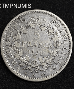 ,MONNAIE,5,FRANCS,ARGENT,HERCULE,1871,CAMELINAT,
