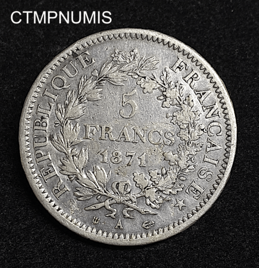 ,MONNAIE,5,FRANCS,ARGENT,HERCULE,1871,CAMELINAT,