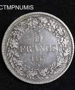 ,MONNAIE,BELGIQUE,5,FRANCS,ARGENT,LEOPOLD,1847,