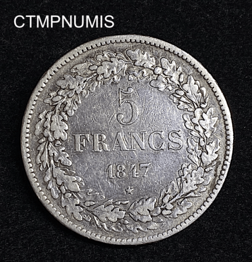 ,MONNAIE,BELGIQUE,5,FRANCS,ARGENT,LEOPOLD,1847,