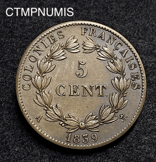 ,MONNAIE,COLONIE,GUADELOUPE,5,CENTIMES,LOUIS,PHILIPPE,1839,