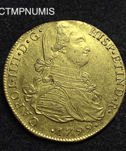 ,MONNAIE,PEROU,8,ESCUDOS,OR,CHARLES,1799,LIMA,