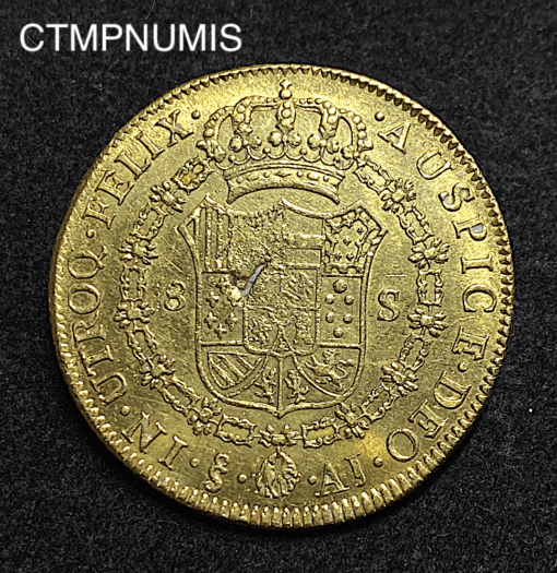 ,MONNAIE,CHILI,8,ESCUDOS,OR,1800,SANTIAGO,