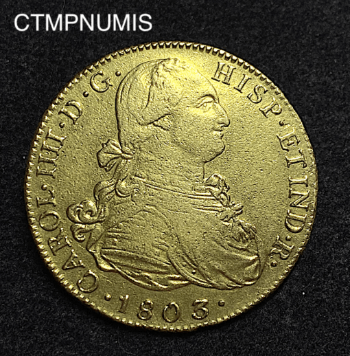 ,MONNAIE,COLOMBIE,8,ESCUDOS,OR,1803,POPAYAN,