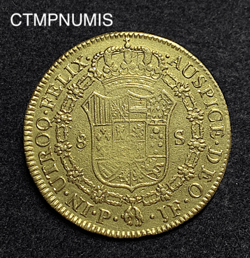 ,MONNAIE,COLOMBIE,8,ESCUDOS,OR,1803,POPAYAN,