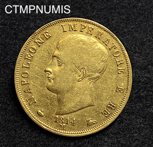 ,MONNAIE,ITALIE,40,LIRE,OR,NAPOLEON,1814,MILAN,
