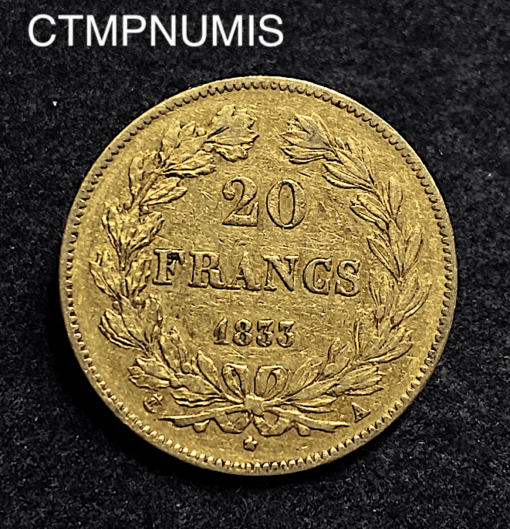 ,MONNAIE,20,FRANCS,OR,LOUIS,PHILIPPE,1833,