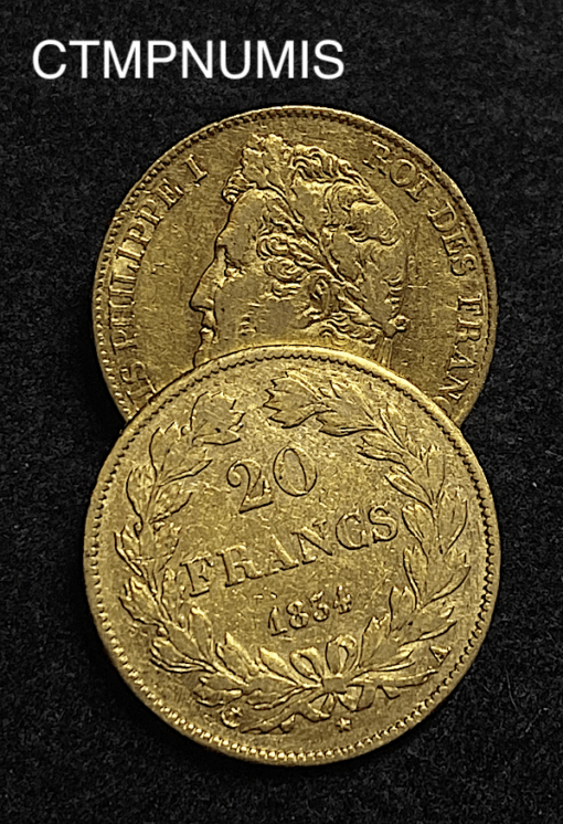 ,MONNAIE,20,FRANCS,OR,LOUIS,PHILIPPE,1834,