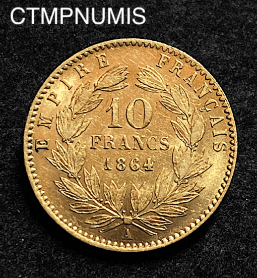 ,MONNAIE,10,FRANCS,OR,NAPOLEON,III,1864,