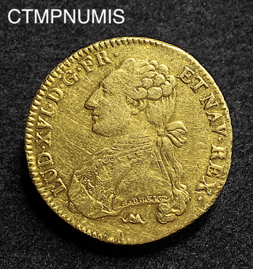 ,DOUBLE,LOUIS,OR,LOUIS,XVI,HABILLE,BUSTE,1776,MONTPELLIER,