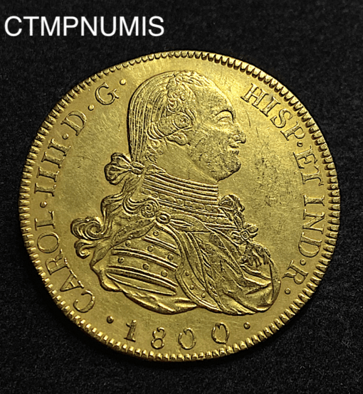 ,MONNAIE,BOLIVIE,8 ESCUDOS,OR,CHARLES,1800,POTOSI,