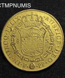 ,MONNAIE,BOLIVIE,8 ESCUDOS,OR,CHARLES,1800,POTOSI,