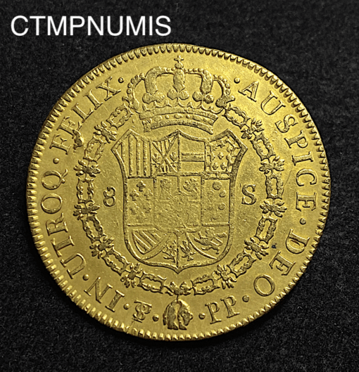,MONNAIE,BOLIVIE,8 ESCUDOS,OR,CHARLES,1800,POTOSI,