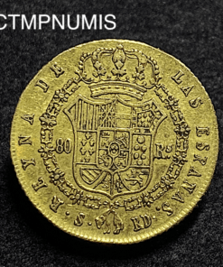 ,MONNAIE,ESPAGNE,80,REALES,OR,1839,SEVILLE,