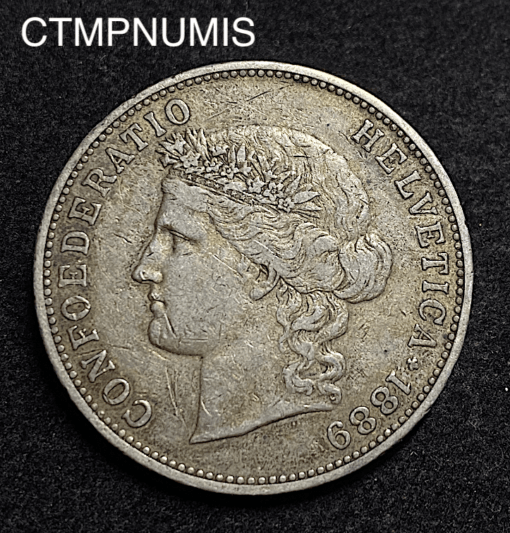 ,MONNAIE,SUISSE,5,FRANCS,ARGENT,1889,BERNE,