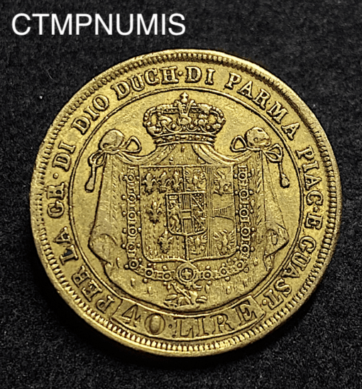 ,MONNAIE,ITALIE,40,LIRE,OR,PARME,1815,MARIE,