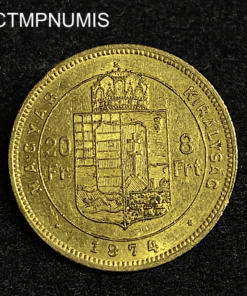 ,MONNAIE,HONGRIE,20,FRANCS,8,FORINT,1874,
