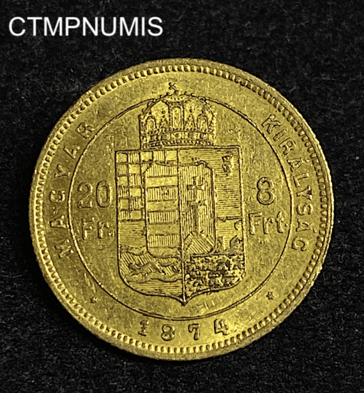 ,MONNAIE,HONGRIE,20,FRANCS,8,FORINT,1874,
