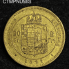 ,MONNAIE,HONGRIE,20,FRANCS,OR,1877,8,FORINT,