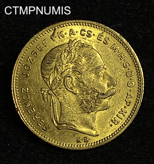 ,MONNAIE,HONGRIE,20,FRANCS,8,FORINT,OR,1878,