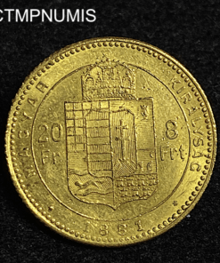 ,MONNAIE,HONGRIE,20,FRANCS,8,FORINT,OR,1881,