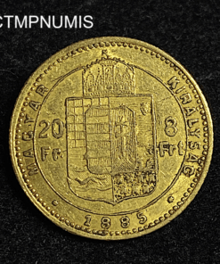 ,MONNAIE,HONGRIE,20,FRANCS,8,FLORIN,OR,1885,