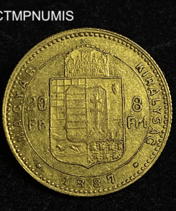 ,MONNAIE,HONGRIE,20,FRANCS,8,FORINT,OR,1887,