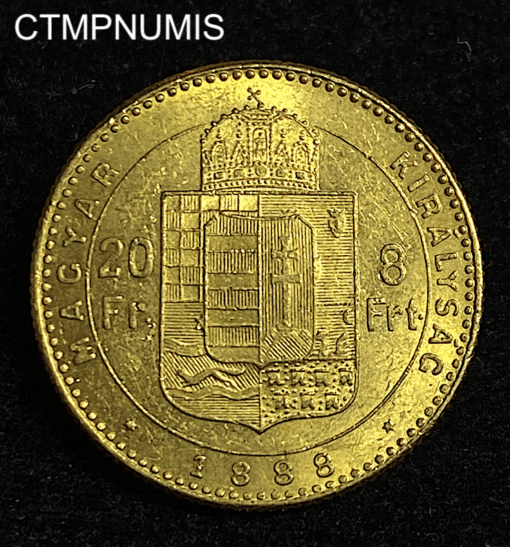 ,MONNAIE,HONGRIE,20,FRANCS,8,FORINT,OR,1888,