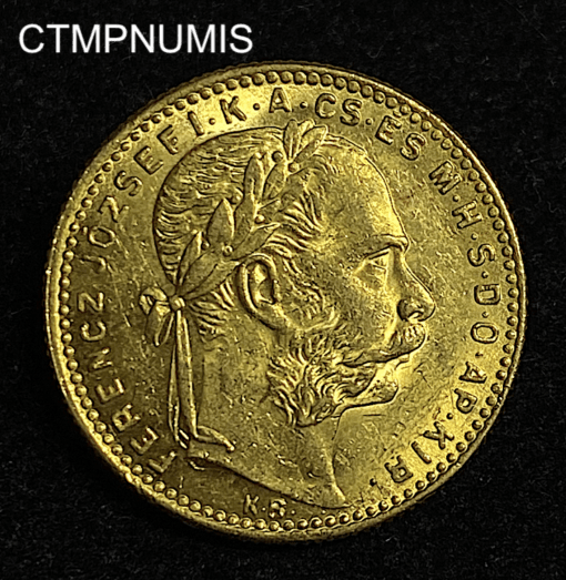 ,MONNAIE,HONGRIE,20,FRANCS,8,FORINT,OR,1889,