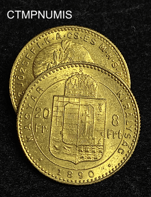 ,MONNAIE,HONGRIE,20,FRANCS,OR,8,FORINT,1890,