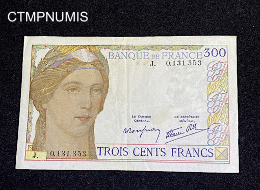,BILLET,FRANCE,300,FRANCS,1938,TTB,